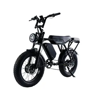 T8  Our off-road electric bike，with a 1150W motor for tough trails, 60V 15Ah battery, max 28MPH speed, 80-mile range, 20"×4 fat tires and Shimano 7-Speed—built for adventure, ideal for enthusiasts seeking power and durability.