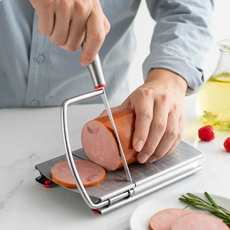 Stainless Steel Cheese Slicer Cutter Board with Real Blade – Precision Grid, Non-Slip Feet – Slice Block Cheese, Butter, Veggies & Bread Effortlessly Kitchen Tool Utensils