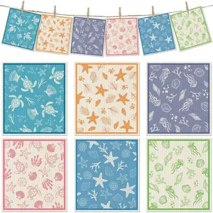 6 Packs Swedish Paper Cloths for Kitchen,  Paper Towels Washable Dish Rags, Highly Absorbent Kitchen Towels Quick Drying Swedish Sponge Cleaning Dish Cloths ( Series)