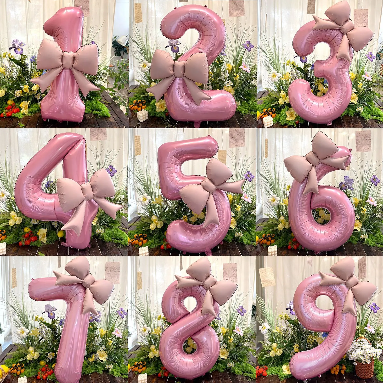 40 Inch Bow Number Balloons Set, Balloon Party Supplies, Grad Balloons, Party Decorations for Birthdays & Anniversaries, Outdoor Picnic Photo Props, Pack of 2