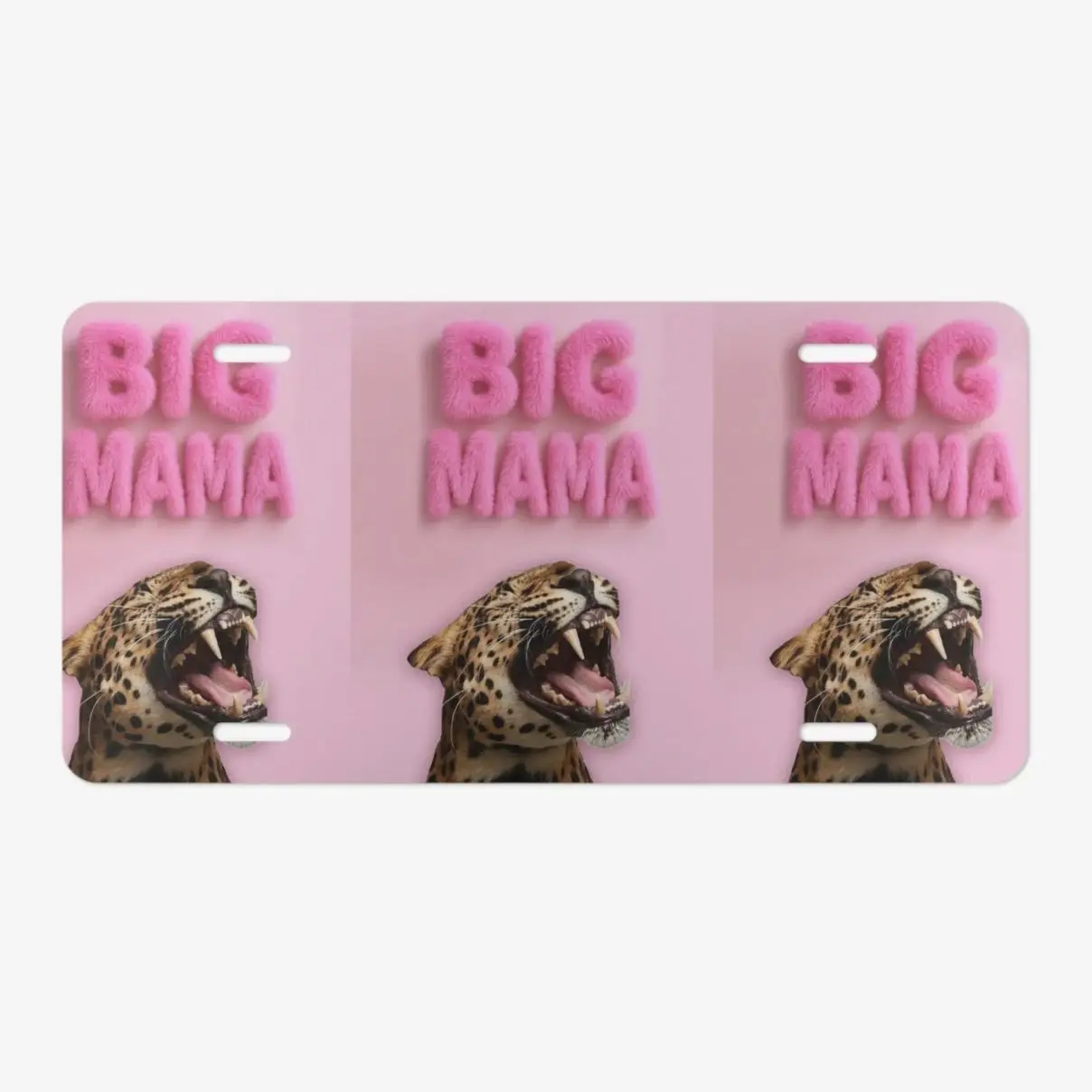 Big Mama leopard roar Vanity Plate | Pink fierce animal print license plate