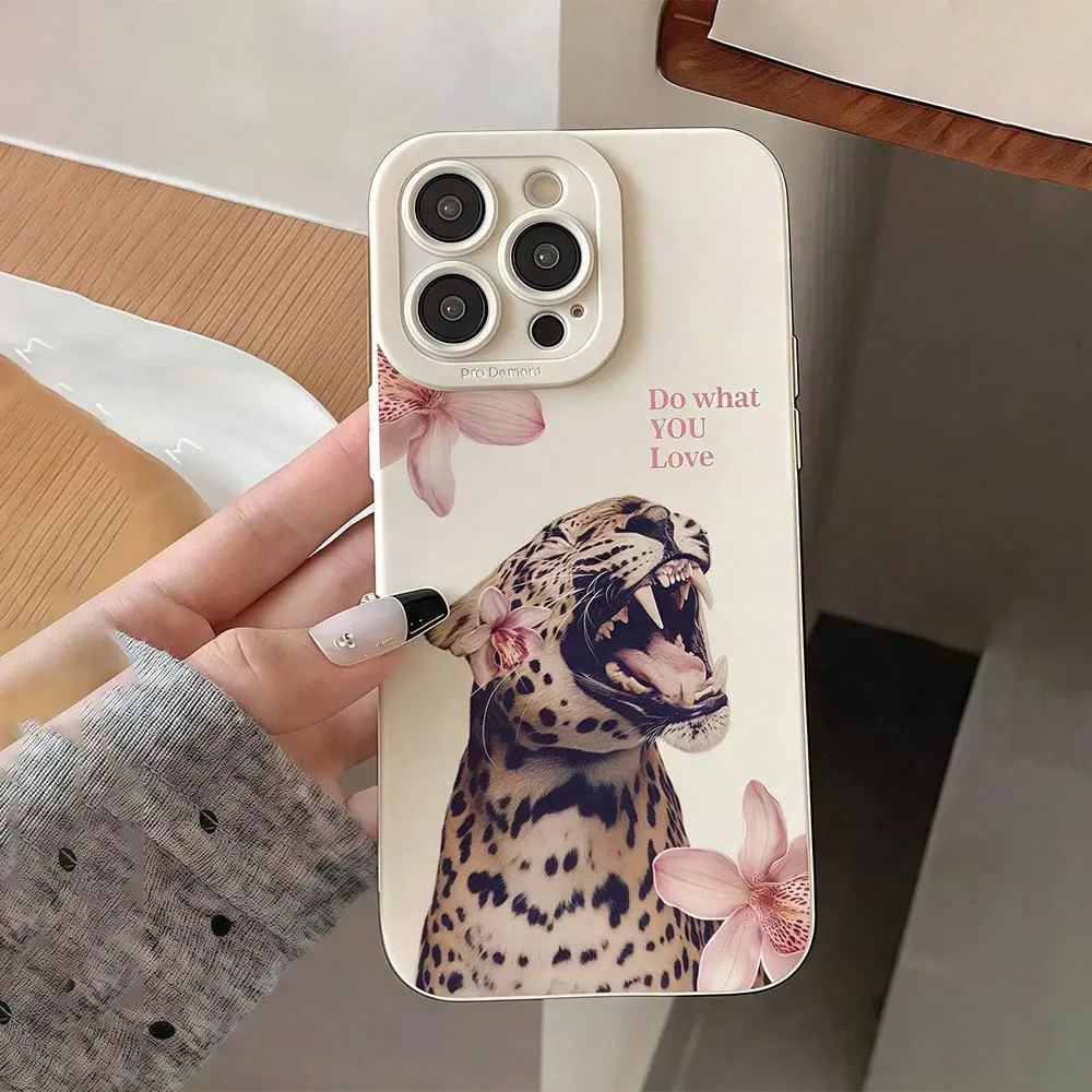 Leopard print, tiger print, pastel floral, retro white hollowed-out TPU phone case, compatible with iPhone 17/16/15/14/13/12/11/X/XS/XS Max/16 E/12/13 Mini. Creative and elegant, it's the perfect holiday gift for friends, family, and yourself., Accessorie