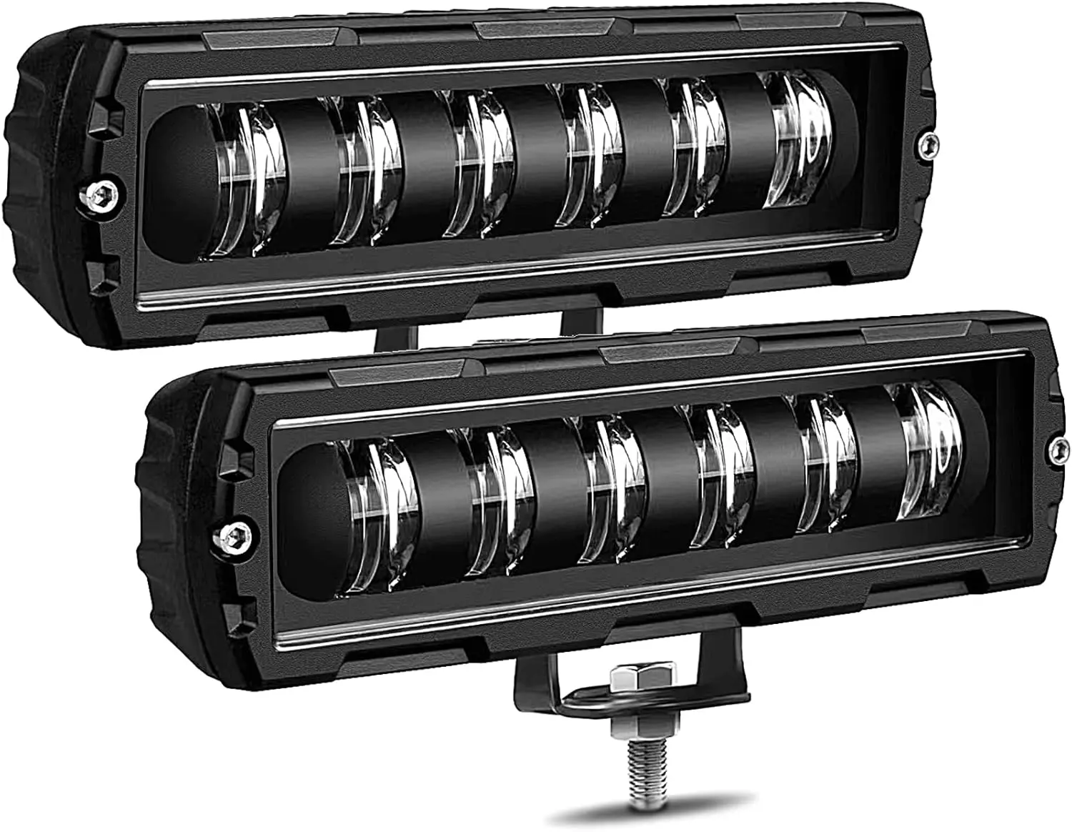 6 Inch LED Light Bar 2PCS 60W Single Rows Flood Beam Slim LED Pods Work Off Road Driving Backup Light for Truck ATV SUV UTV Motorcycle Boat
