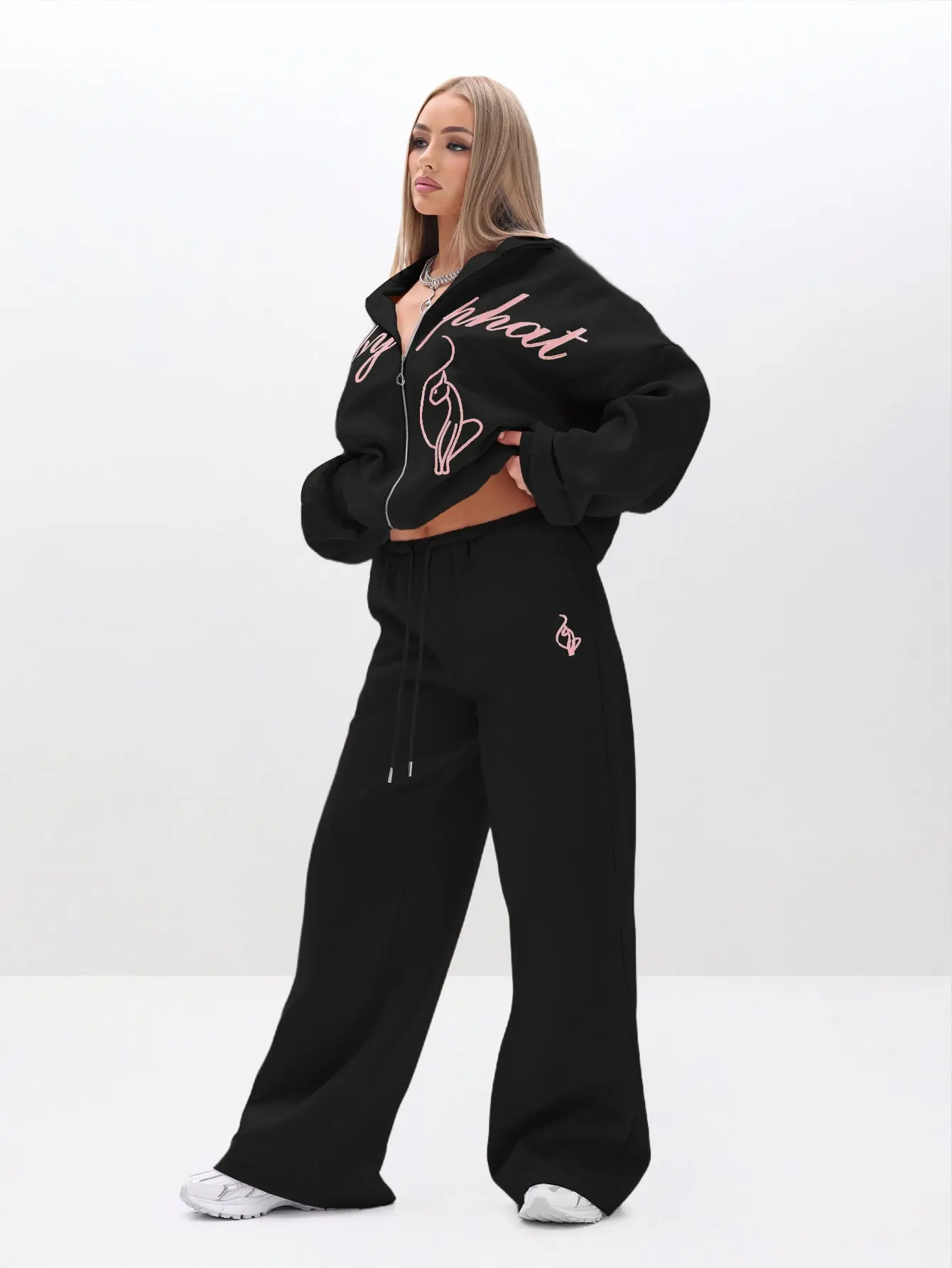 Baby Phat | Baggy Sweatpants with Appliqué in Black for Women