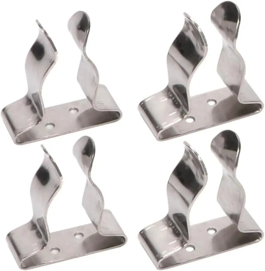 4 Pieces Boat Hook Holder Stainless Steel Spring Clamp Boat Oar Holders Marine Spring Clip Silver Bracket Clip