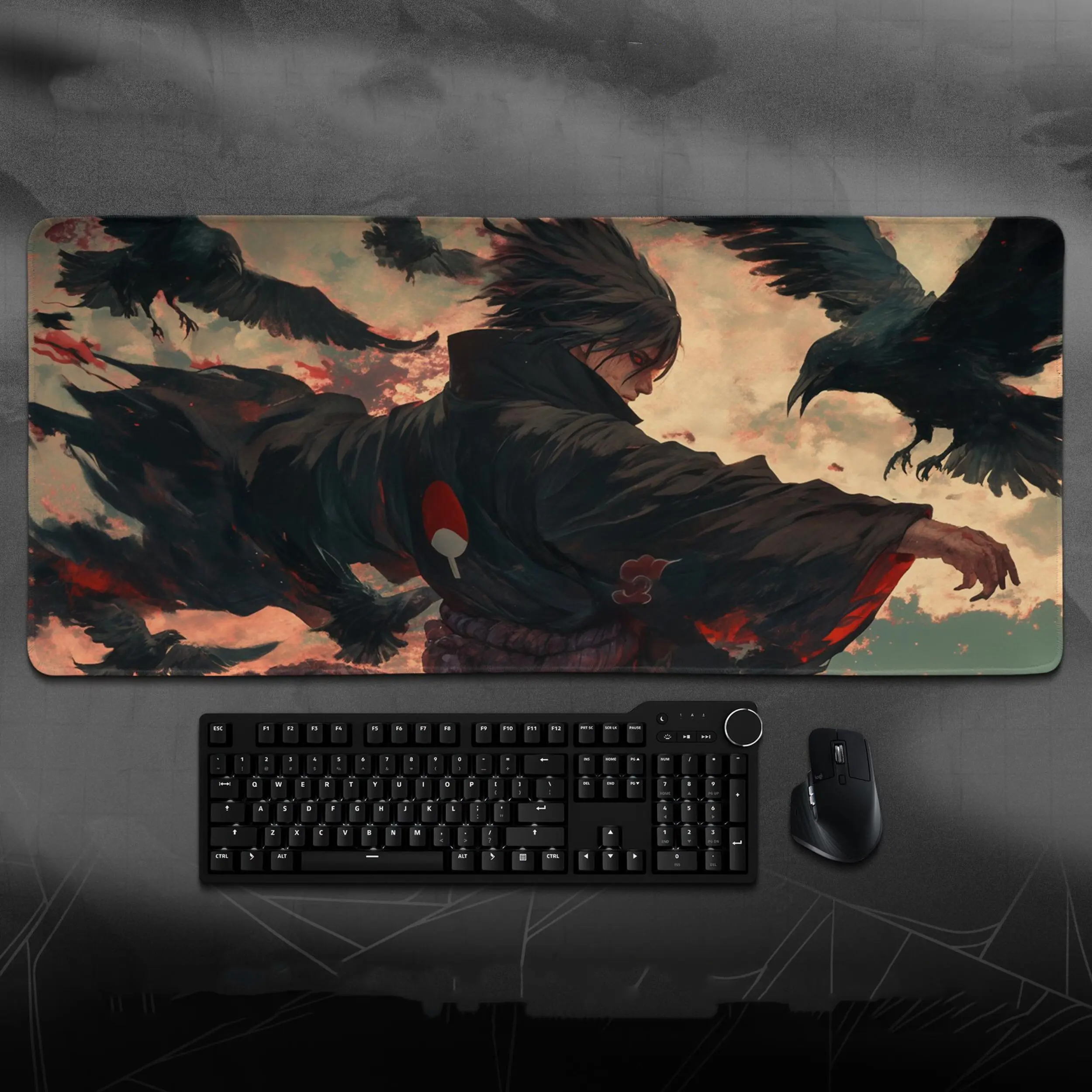 Anime Desk Mat, Akatsuki Crow Scene Anime Mouse Pad, Keyboard Mat, Clan Shinobi Desk Mat For Office, Gift For Gamer