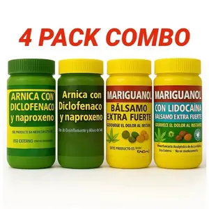 (4MODEL) Combo Pack Extra Arnica pomada muscular + Mariguanol Balsamo extra fuerte cream 125g+ Mariguanol y Lidocaina + Arnica y Lidocaina Massage Balm – 125g | Soothing Full-Body Care pomada de árnica con diclofenaco y naproxeno Oil Cosmetic