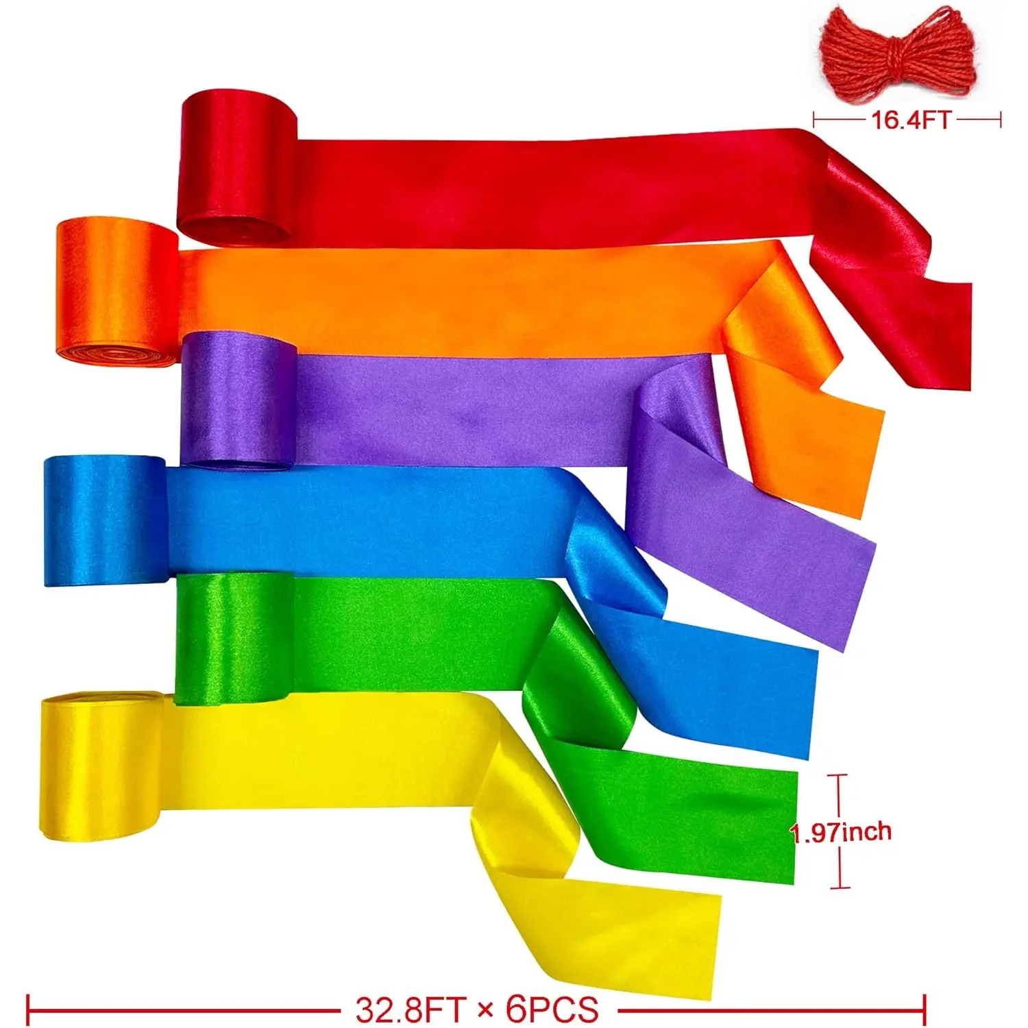 6Pcs Solid Color Double Faced Polyester Satin Ribbon 1.97 Inch x 197 Yards Each Total 32.8FT Per Package Ribbon Set, Perfect for Gift Wrapping, Hair Bow, Trimming, Sewing and Other Craft Projects - Home Improvement.