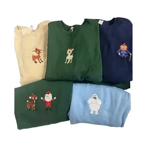 Rudolph The Red Nose Reindeer Character Embroidered Unisex Sweatshirt, Womenswear, Menswear Casual Outfit