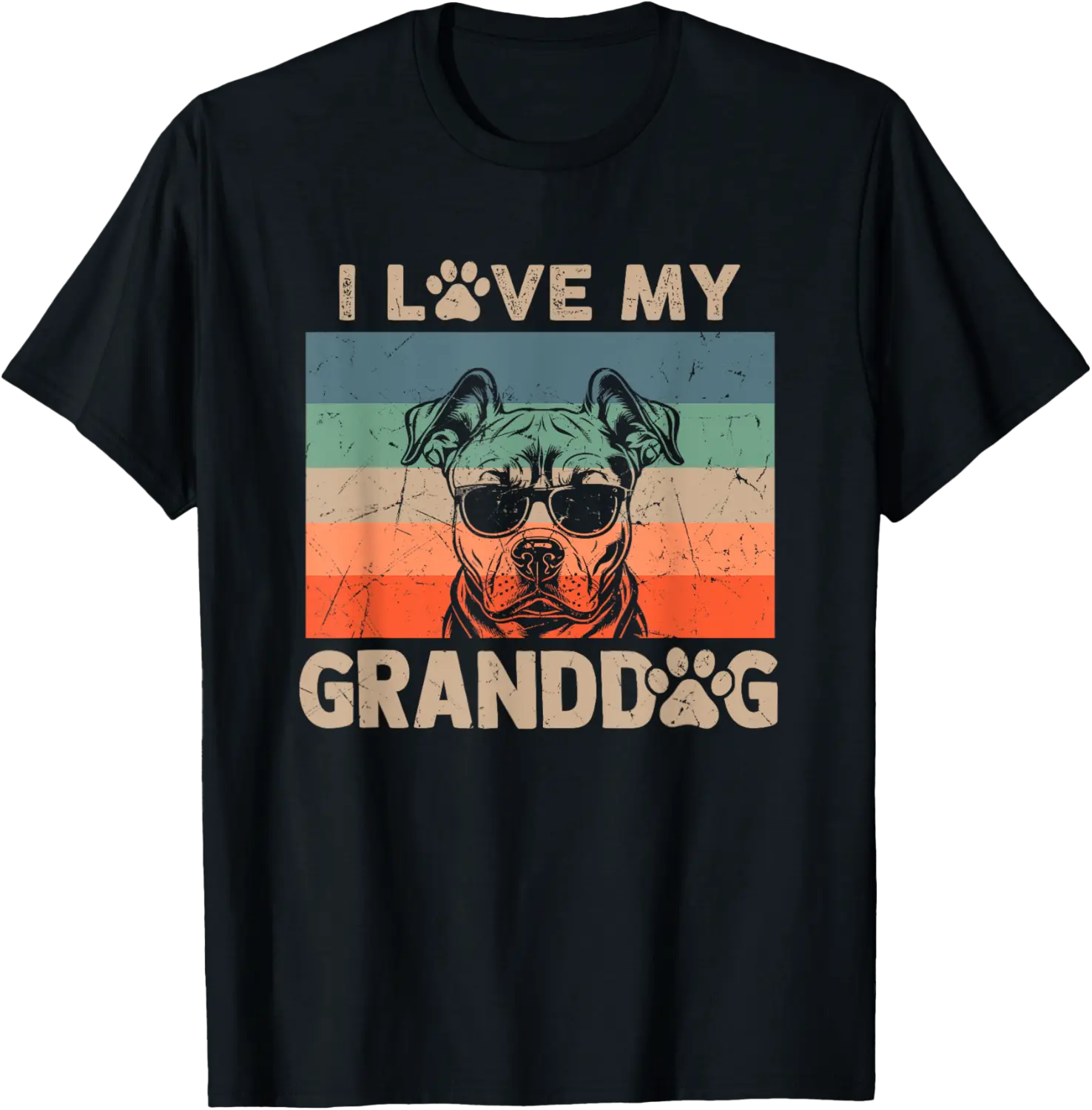 I Love My Granddog Pitbull Grandma Grandpa Dog Owner Dog Paw T-Shirt - Hannahmack Shop 40B0D87QMQ11