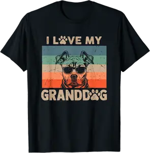 I Love My Granddog Pitbull Grandma Grandpa Dog Owner Dog Paw T-Shirt - Hannahmack Shop 40B0D87QMQ11
