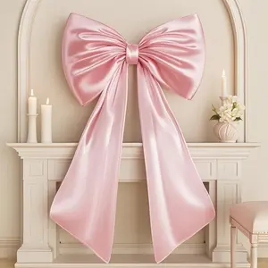 Large  Bow for  Room Decor, 40x24 In Satin Ribbon Tie  Birthday Decorations, Giant Pastel   Wall Decor for Ballerina Girl Just Want to Be  (Internal Stability Layer)