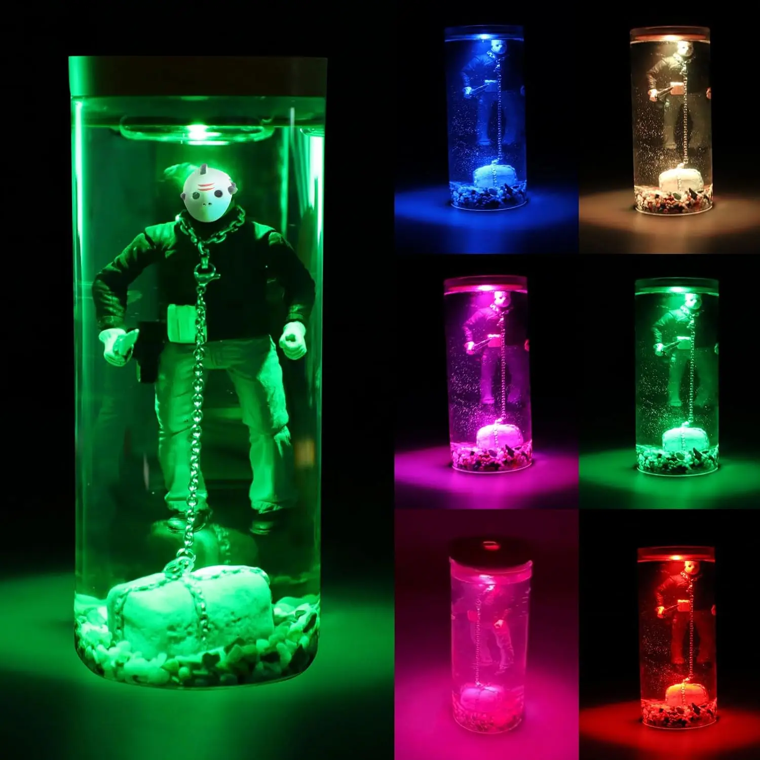 Halloween Spooky Masked Figure Glass JarLED Night Light, Creepy Themed DesktopTable Lamp, Gothic Ambient Decor forBedroom Party Haunted House, NoveltyHoliday Gift, Led Mood Light, Lighted Lantern