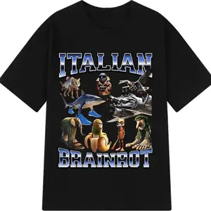 Youth and adult Italian Brainrot Funny Meme T-shirt Tralalero Tralala Tung Tung Tung Sahur Bombardiro Crocodilo Brr