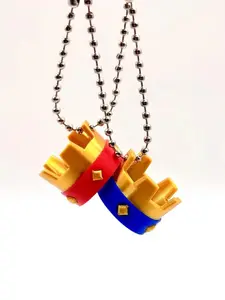 2pcs/set Clash Crown Keychains Royale - Fun Red and Blue Gold Crowns For Display，Red and Blue Combination Keychain, Sturdy Metal Key Ring, Unique Design, Perfect As A Birthday and Anniversary Gift, Cool Keychains