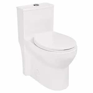 Marevia 17-Inch Compact Modern Tall Toilet - Efficient Tornado Flush, 17.5-Inch ADA High Chair Height Ergonomic Seat, Stain-Resistant Design for Small Bathrooms