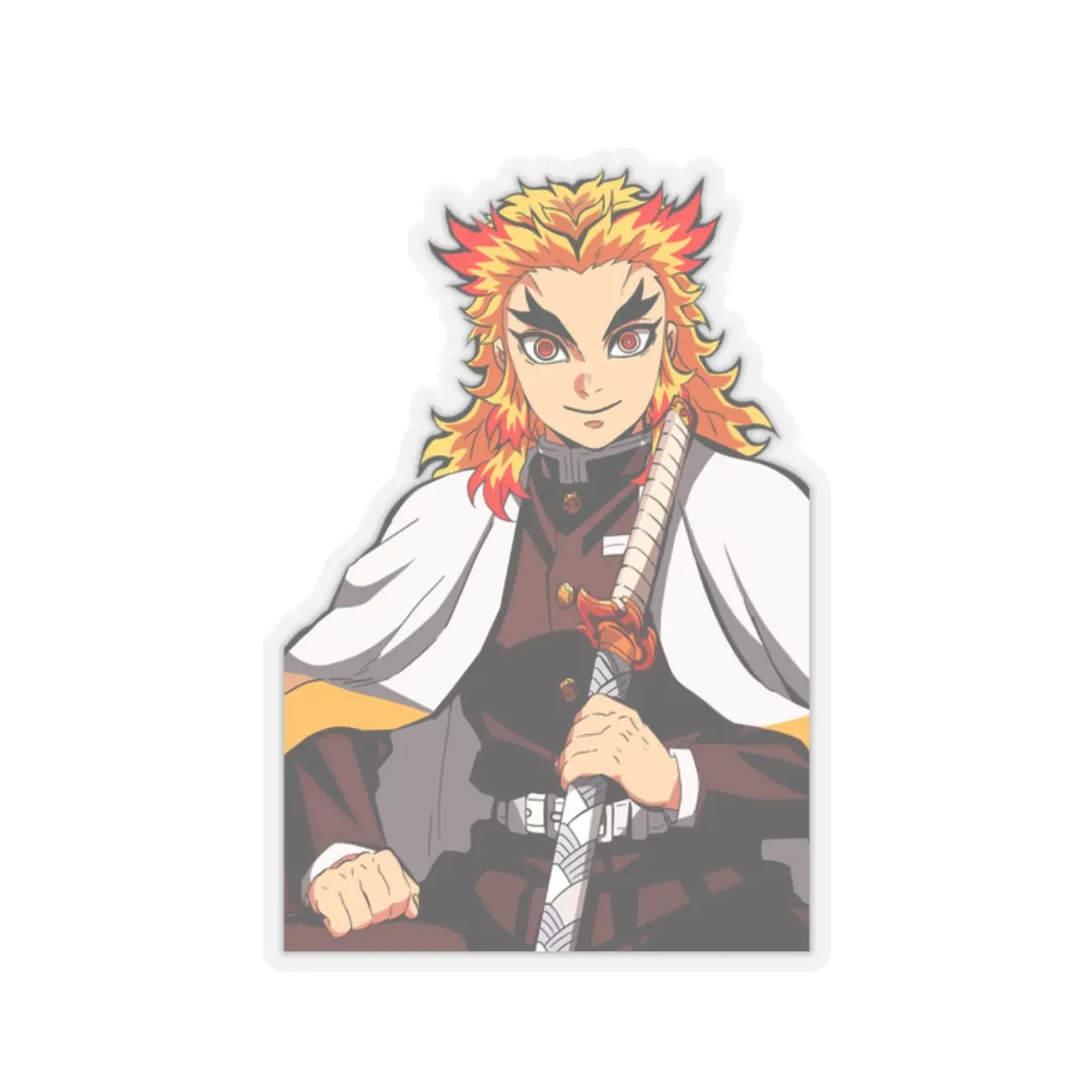 Transparent Rengoku Kiss-Cut Stickers, Demon Slayer Decals, Manga Character Art, Laptop, Water Bottle Accessories, Otaku Gift
