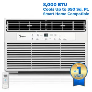 Midea 8,000 BTU Smart Window Air Conditioner, WiFi App Control, ComfortSense Remote, Cools up to 350 Sq. ft, MAW08S1WWT, White,Like New, AC Unit for Bedroom Office, Energy Saving, Easy Install
