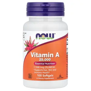 NOW Foods Vitamin A, 7,500 mcg (25,000 IU), 100 Softgels