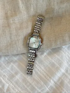 Women's Elegant Square Dial Quartz Watch, Fashionable Stainless Steel Strap Wristwatch for Women & Girls, Trendy All-match Watch for Birthday Gift