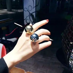 Women's Adjustable Ring Ball Chunky Ring Huge Big Round Gold Silver Bridal Shower Minimalist Anniversary Birthday Auspicious Daily Engagement Wedding Female