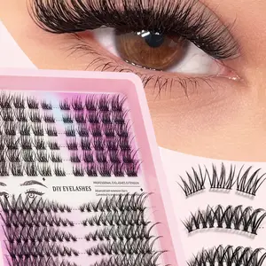 Natural False Eyelashes, Soft Fluffy Dense 3D Squirrel Fur Lashes, Long Thin Multi-Layer Short Thick Lashes, Wedding Party Nightclub Makeup