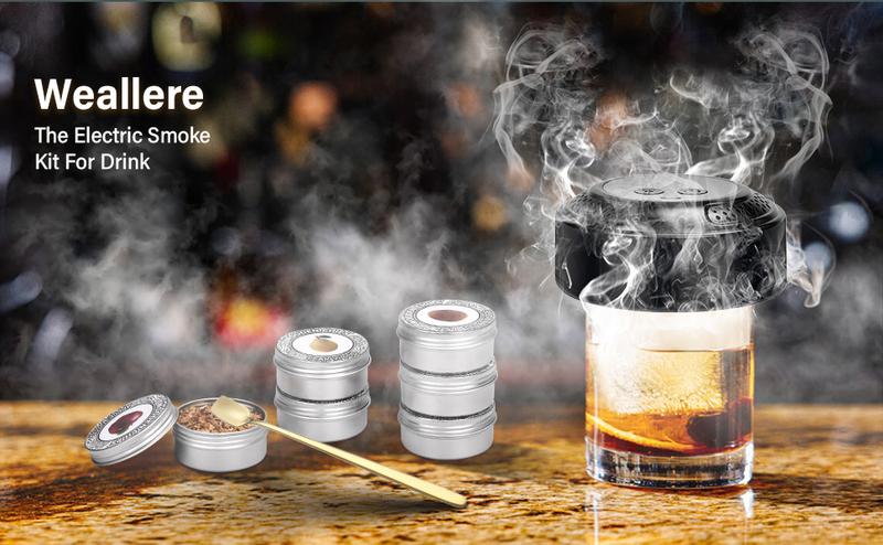 [TikTok U.S. Limited Edition] Cuisync Electric Whiskey Smoker Kit with 6 Flavors Wood Chips, Built-In Lighter Ignites, No Butane Required, Rechargeable Cocktail Smoker Kit, Birthday Bourbon Gifts, Father's Day Gifts for Men-Bronze
