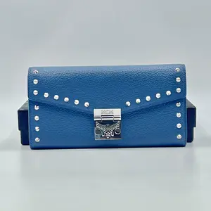 Pre-owned MCM Leather Small Leather Goods Studded Patricia Wallet on Chain