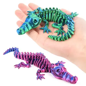 Flexible Skeleton Alligator Toy, Joints Movable Decompression Toy, Creative Stress Relief Toy, Stress Relief Gadgets for Office Home Desktop Car Display Shelf