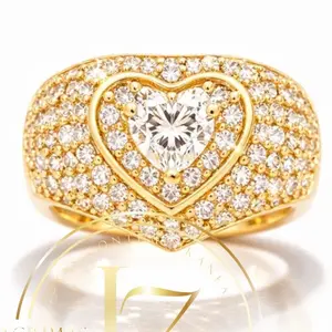 COD#1037 Heart Shaped Ring with Clear Zircon Everyday Wear Gold Plated Fashion Jewelry for Women