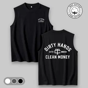Men's Cotton Sleeveless Tank Top - Dirty Hands, Clean Money Printed Style. This Is A Casual Item Suitable For Both Men And Women, Especially Perfect For Spring And Summer; The Cool Print And Classic Crew Neck Cut