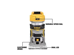 DEWALT 20V MAX XR Fixed Base Compact Router Tool Only) DCW600 DEWALT 20V MAX XR Fixed Base Compact Router Tool Only) DCW600