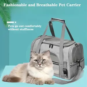 Foldable Pet Carrier Bag with Ventilation Mesh & Plush Pad - Portable, Hands-Free Dog and Cat Carrier for Travel and Outdoors