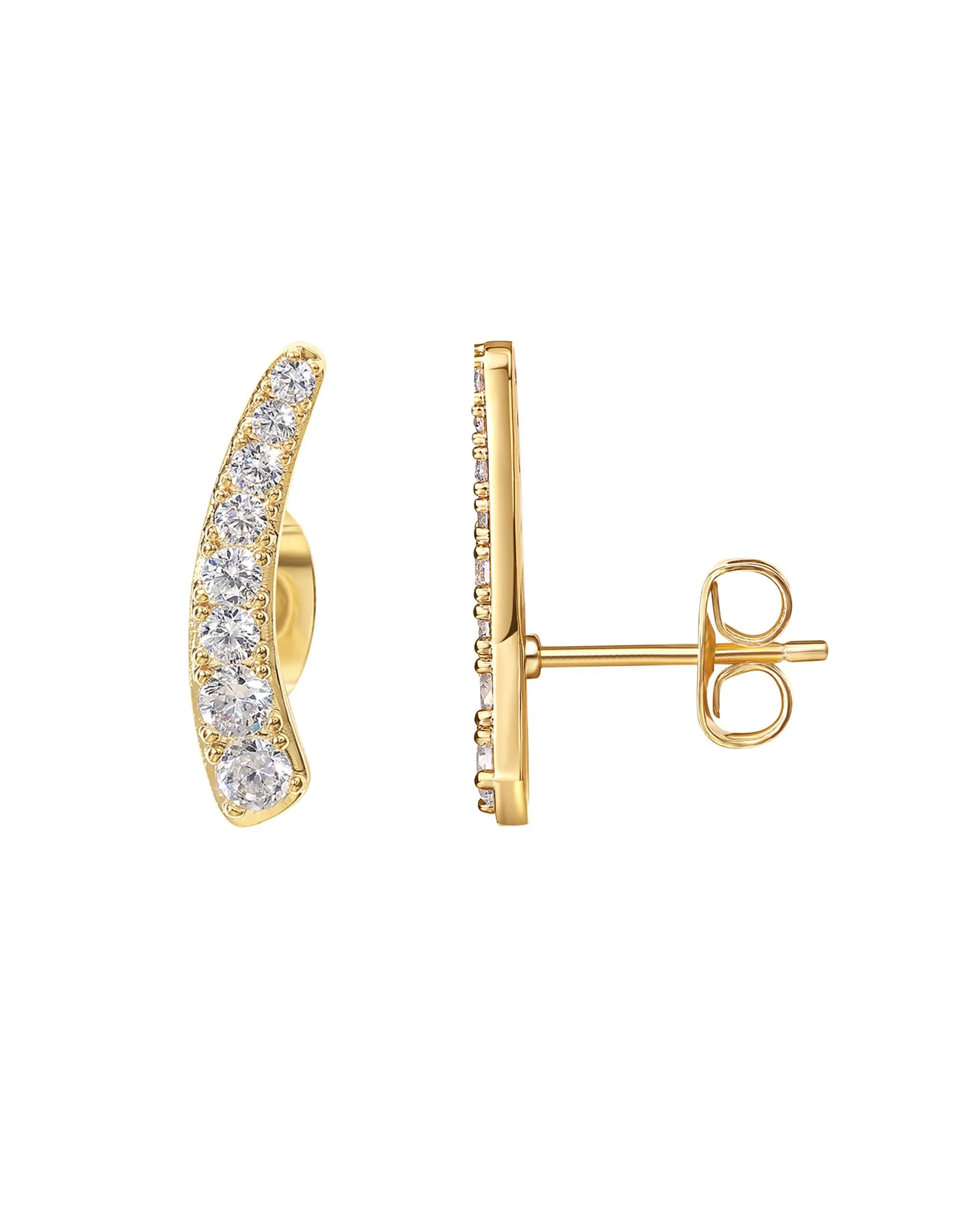 PAVOI 14K Gold Plated Cubic Zirconia Ear Crawler Earrings for Women PAVOI 14K Gold Plated Cubic Zirconia Ear Crawler Earrings for Women