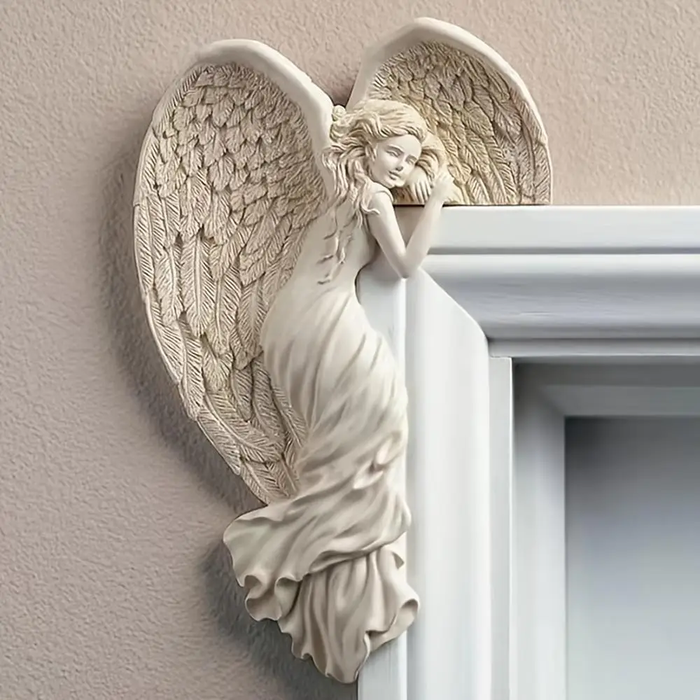 Door Frame Decoration, 1 Count Salvation Angel Door Frame Resin Ornament, Awakening Angel Wings Hanging Ornaments, Room Decor, Gifts for Friends, Summ