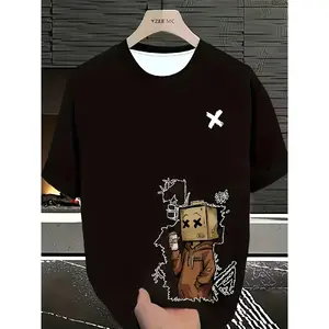 A men's outdoor trendy fashion doll graffiti casual short-sleeve T-shirt, a perfect gift for friends and family!