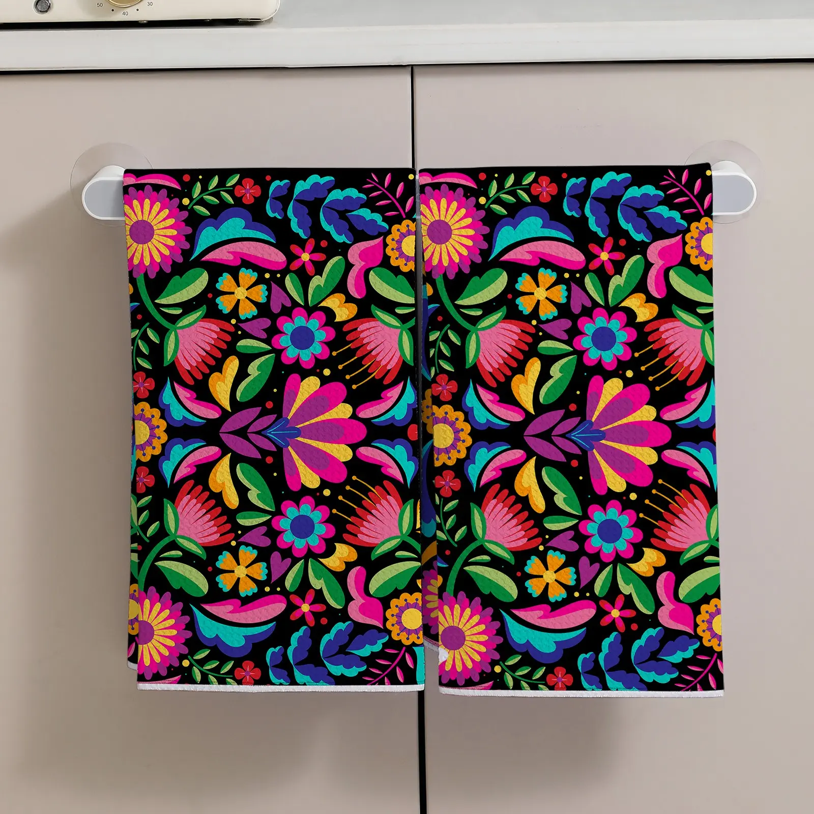 Mexican Floral Kitchen Towel, Tenango Style Decorative Dishcloth, Absorbent Hand Towel, Perfect Gift for Friends and Family