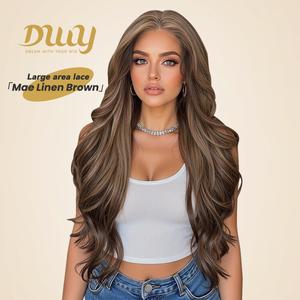 Mae -DWY 13×4 Lace Front Free Part Light Blonde Long Wavy Glueless Synthetic Wig for Women 28 Inches