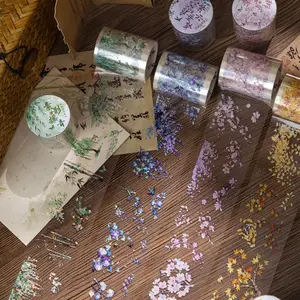 Sugar Poetic Ice Crystal Pet Die-Cut Tape Series, Elegant Branch Sequence Design, Set of 4, Perfect for Craft Projects
