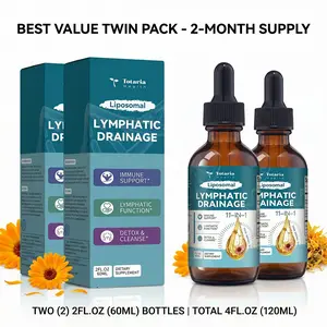 2 x Totaria Liposomal Lymphatic Drainage Drops - 11 In 1 Organic Supplement with Burdock Root Echinacea Elderberry Calendula Cleavers Herb Dandelion Supports Lymphatic Health 2 FL.OZ Healthcare Natural