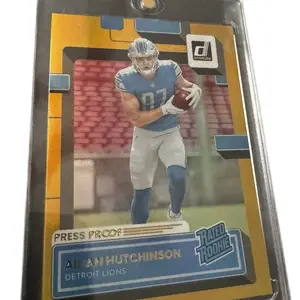 Don Russ Aiden Hutchison Press Proof Rated Rookie Detroit Lions Gold Press Proof Limited Edition Collectible Card