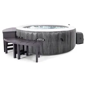 Intex PureSpa Plus Greywood Inflatable Hot Tub Jet Spa w/ Accessories Benches