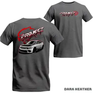 |Sale Up To60%| Project SRT Dodge Charger T-Shirt - High-Performance Car Graphic with Bold Red Accents, Premium Cotton Unisex T-Shirt
