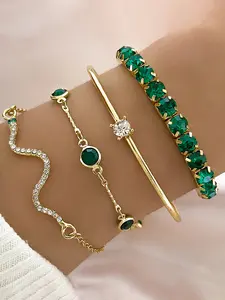 Women's Y2K Elegant Alloy Snake Chain Bracelet Set, 4 Piece Jewelry Series, Fashion Accessories, Stackable Bracelets, Ideal Gift Choice