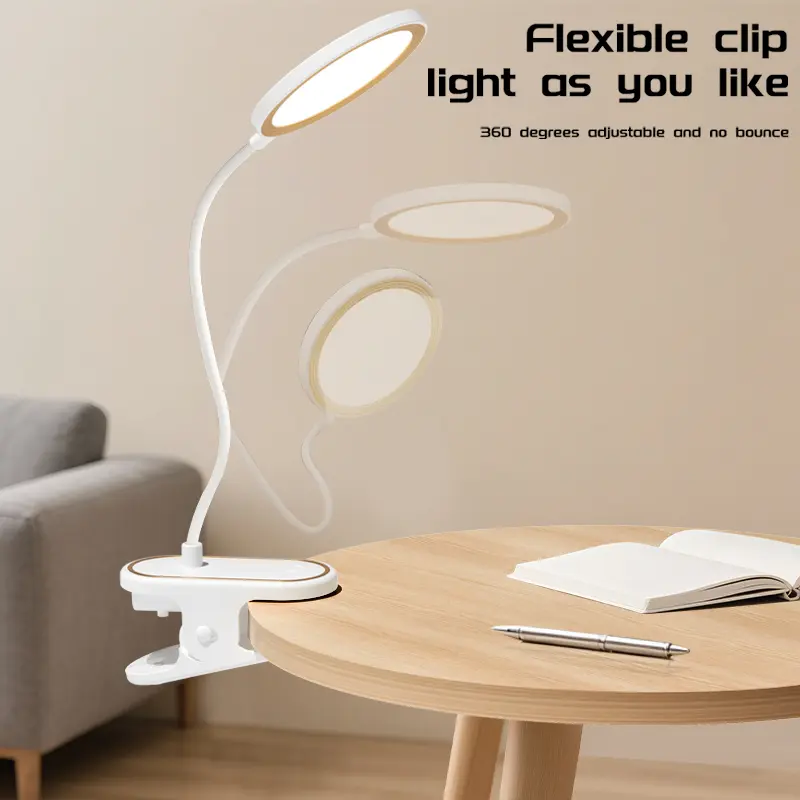 Adjustable Bedside Clip Light - Interior LED Atmosphere Dimmable Lamp with 3 Settings, LED Light Up Home Decor for Living Room Festive Decorations, Interior Led Lights
