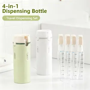 4-in-1 Portable Cosmetic Shampoo Dispenser Storage Bottle Plastic Travel Friendly Compact Design for Easy Carrying