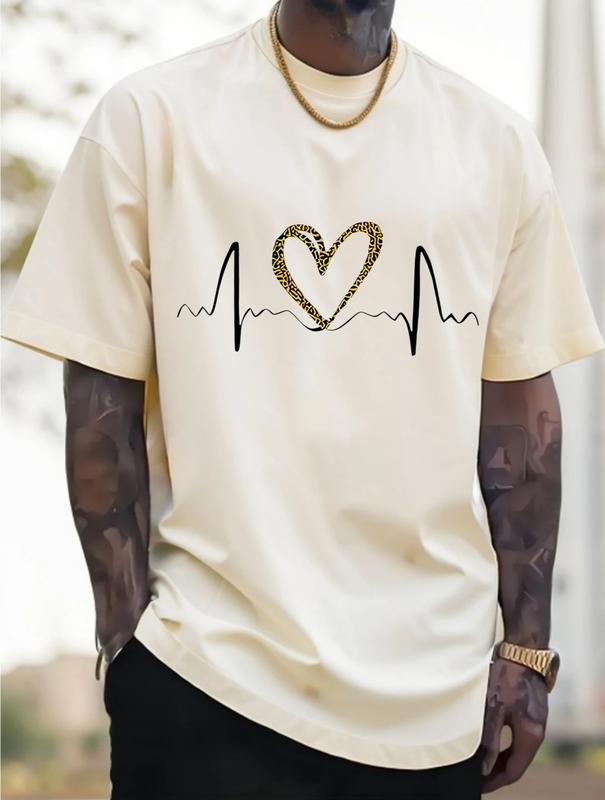 Black T-Shirt with Glitter Heartbeat Design for Valentine's Day