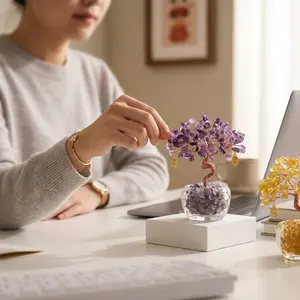 Crystal Potted Plant, Money Tree, Crystal Micro Landscape, Wealth Attracting Ornament, Home Decor, Car, Office Desk, DIY Birthday Gift