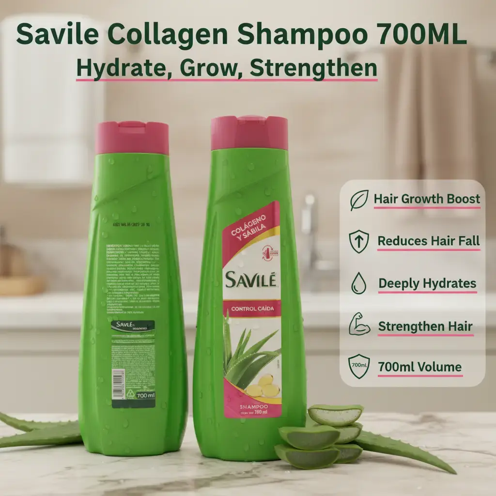 Savile Collagen & Aloe Vera Hair Shampoo 700ml for Hair Growth, Hair Fall, Hydrate and Strenght.