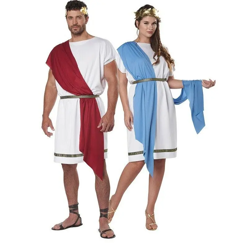 Party Toga Adult Costume - Burgundy/Blue - Roman - Greek - Unisex Costume - Adult - 2 Sizes